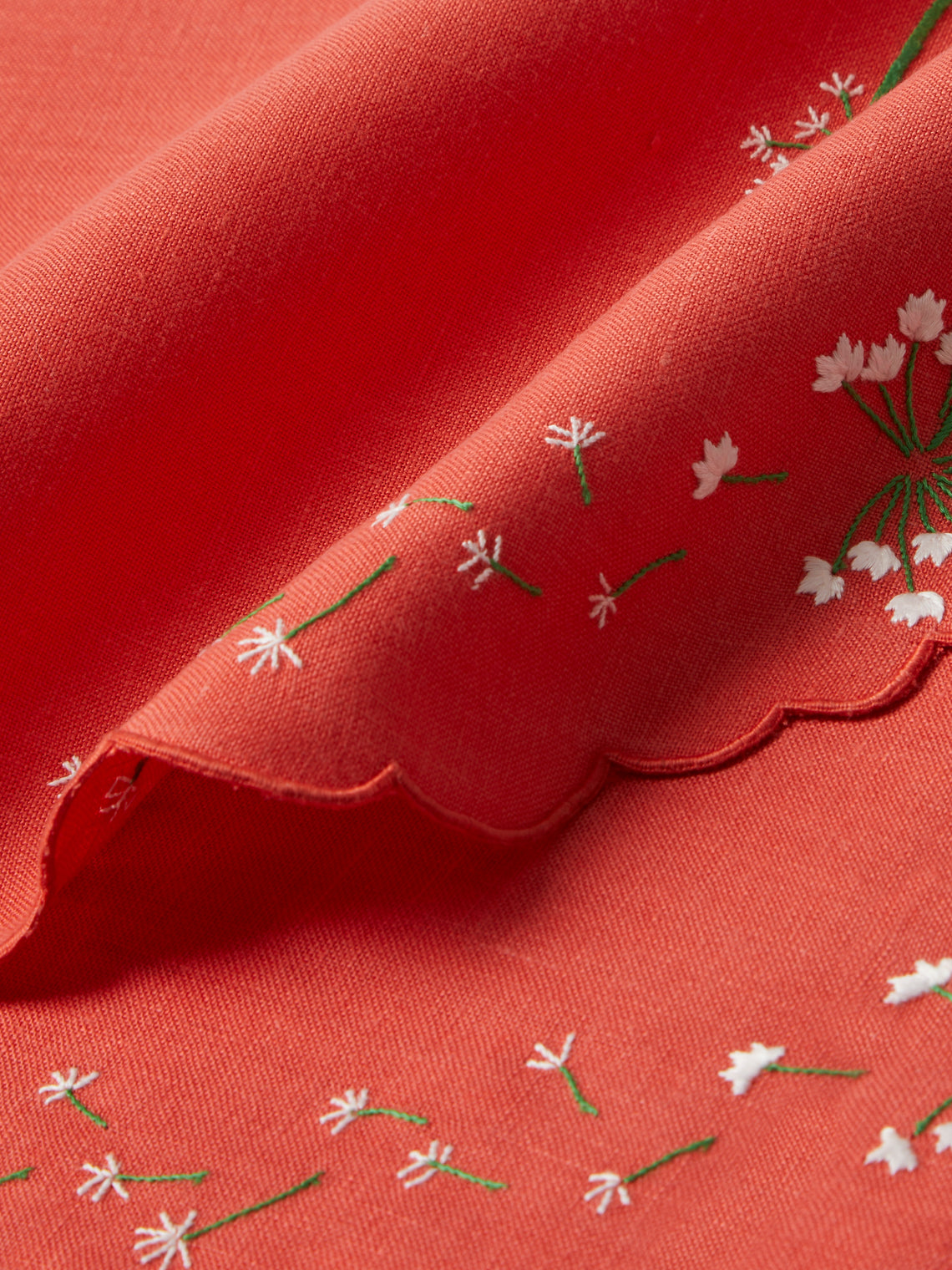 Taf Firenze - | Set of 6 | Floral Hand-Embroidered Linen Placemats and Napkins - Red - ABASK