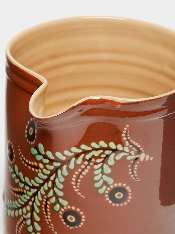 Poterie d’Évires - Flowers Hand-Painted Ceramic Straight-Edge Jug -  - ABASK