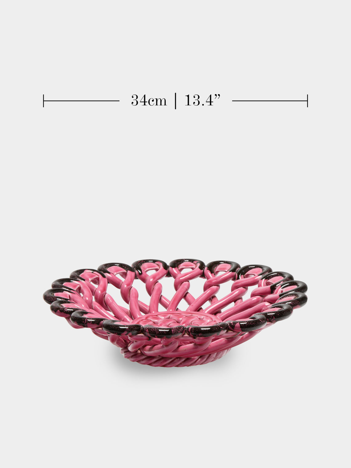 Antique and Vintage - 1950s Vallauris Braided Ceramic Bowl - Pink - ABASK