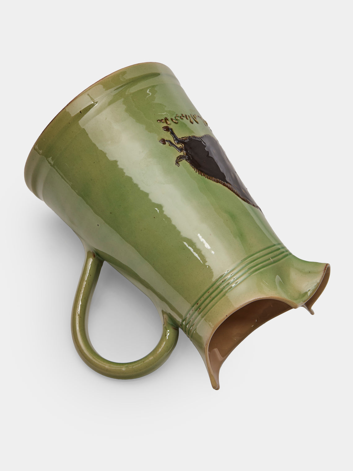 Poterie d’Évires - Boars Hand-Painted Ceramic Large Milk Jug - Green - ABASK