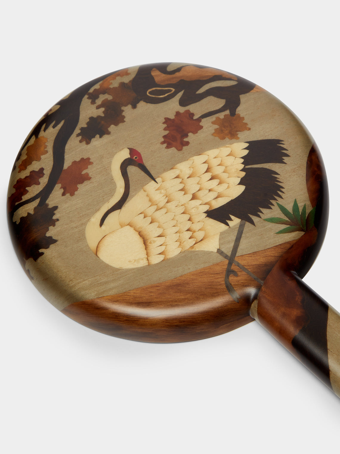 Marquetry Wood Hand Mirror