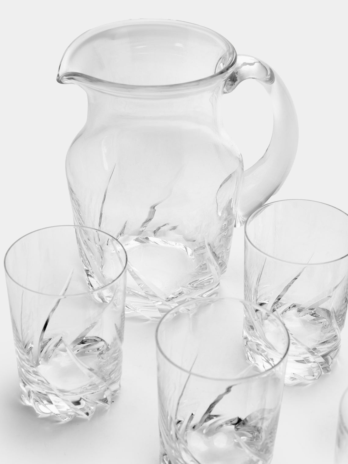 Antique and Vintage - 1950s Daum Crystal Pitcher with Water Glasses (Set of 11) - Clear - ABASK