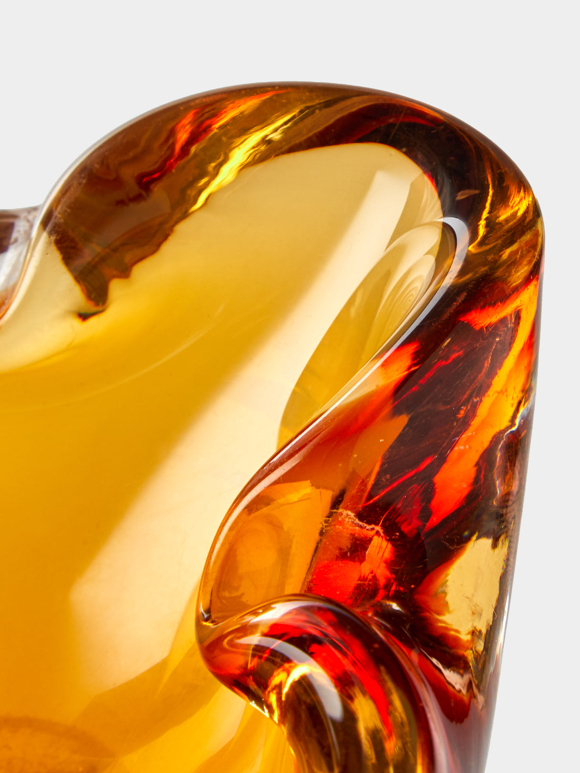 Antique and Vintage - Mid-Century Czech Glass Ashtray - Orange - ABASK