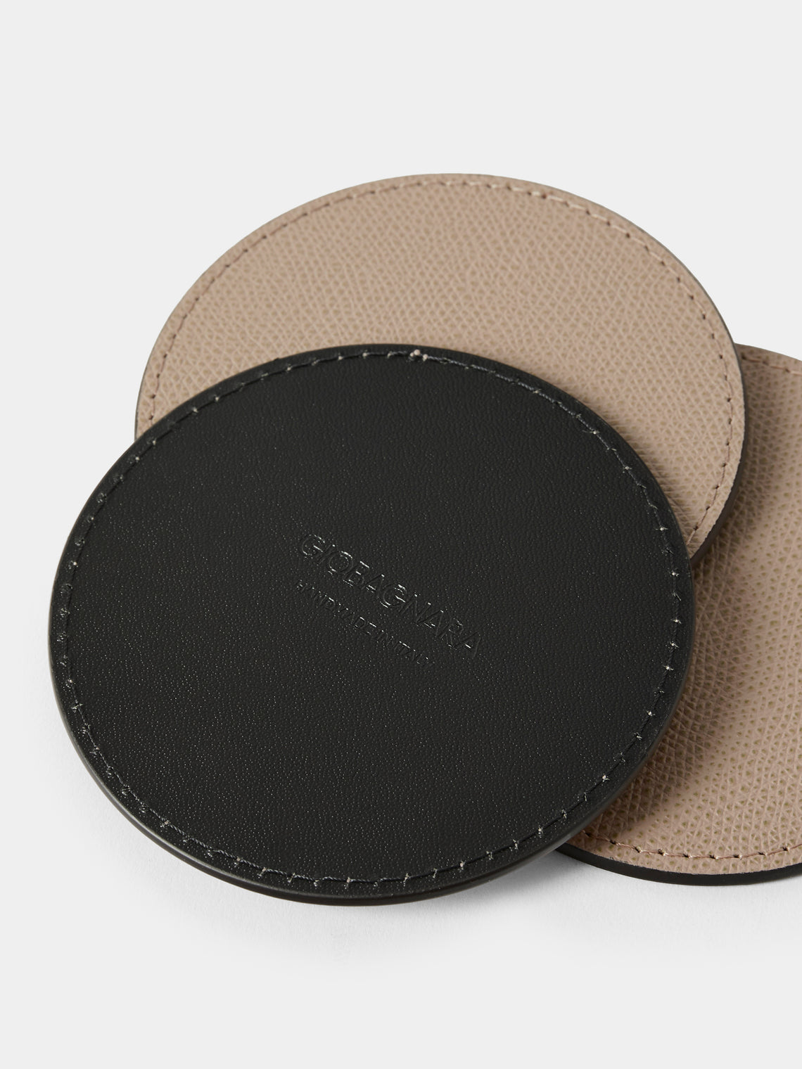 Giobagnara - Tao Leather Coasters (Set of 6) - Beige - ABASK