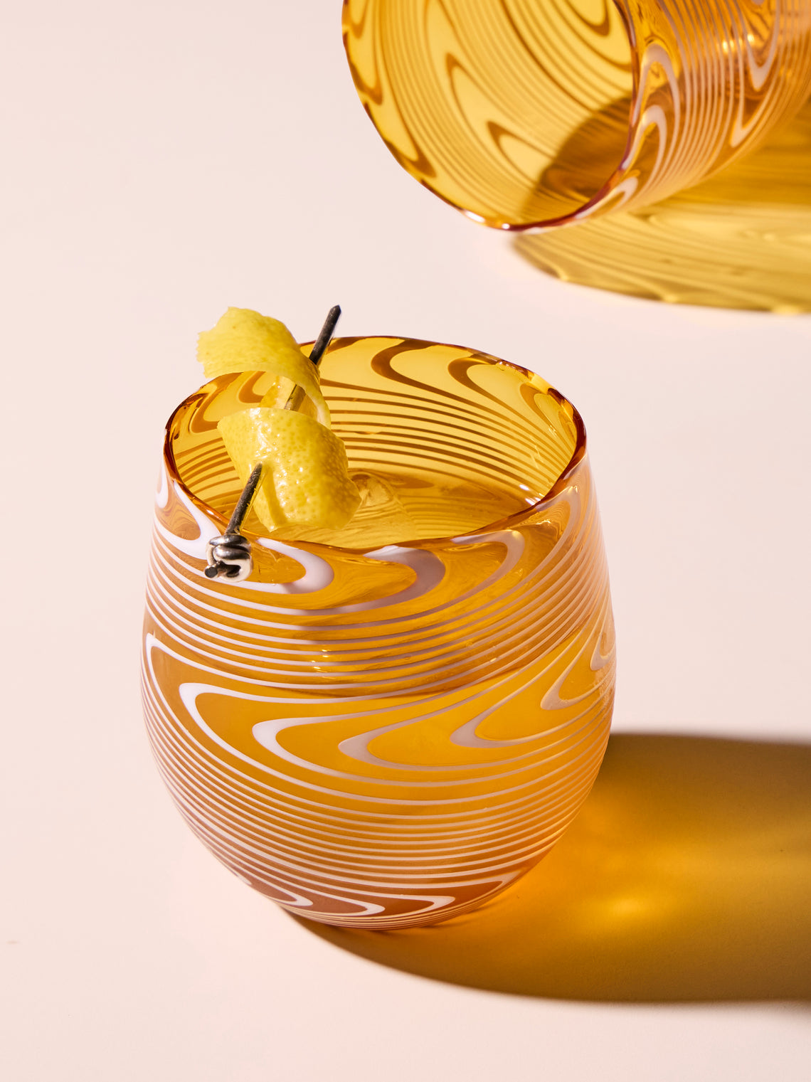 Cosima Swayze - Wave Hand-Blown Murano Glass Tumbler - Orange - ABASK
