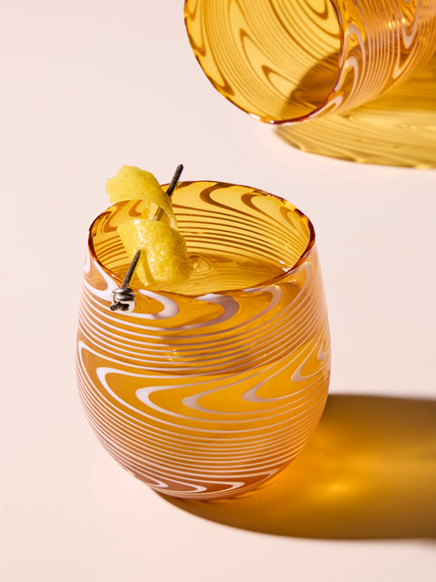 Cosima Swayze - Wave Hand-Blown Murano Glass Tumbler - Orange - ABASK