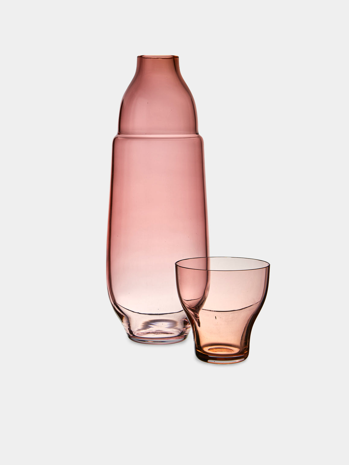 Kickie Chudikova - Danube Hand-Blown Bohemian Crystal Carafe and Tumbler - Pink - ABASK - 