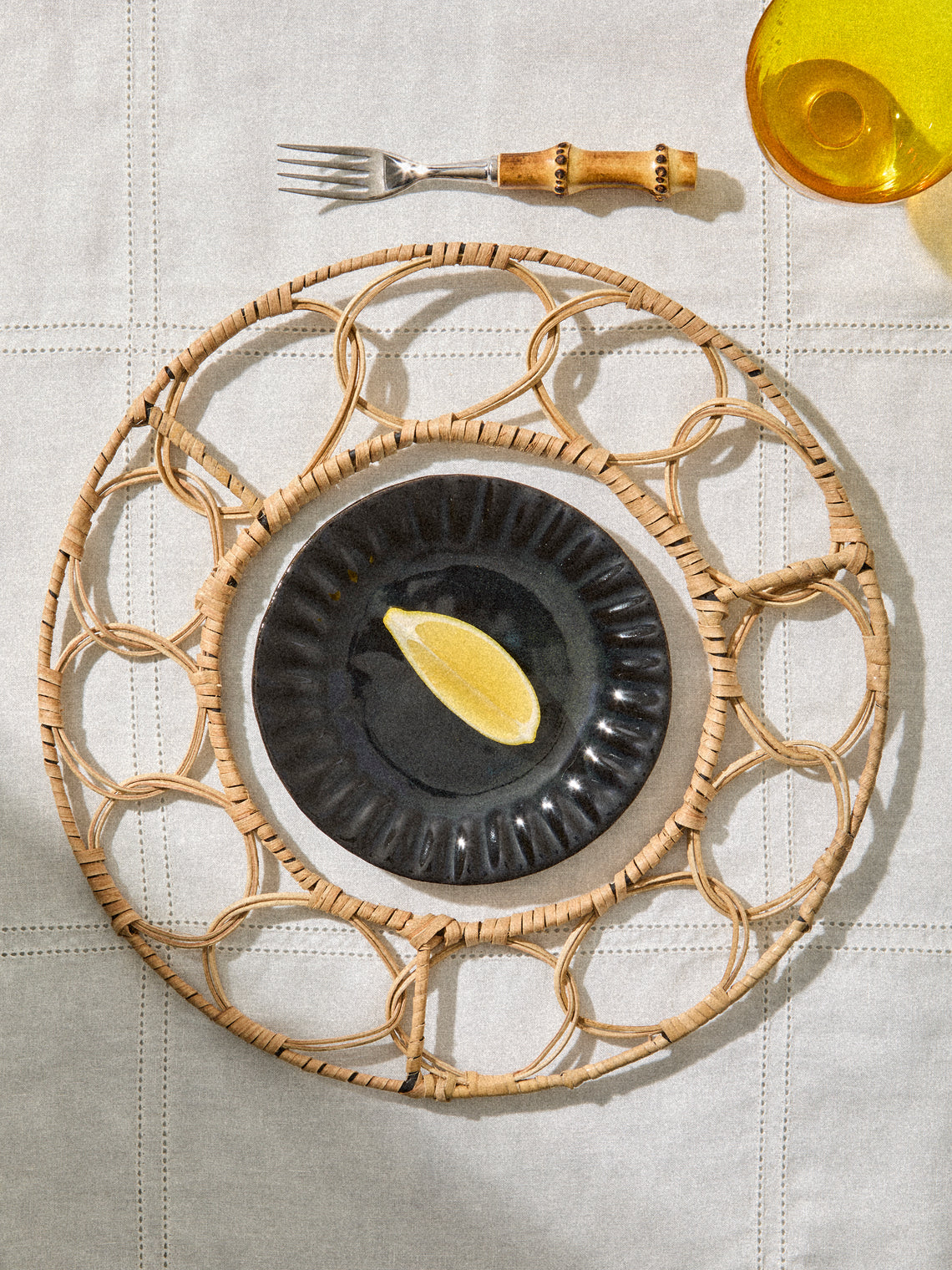 Artesanías del Atlántico - | Set of 4 | Bejuco Handwoven Palm Knotted Placemats - Natural - ABASK