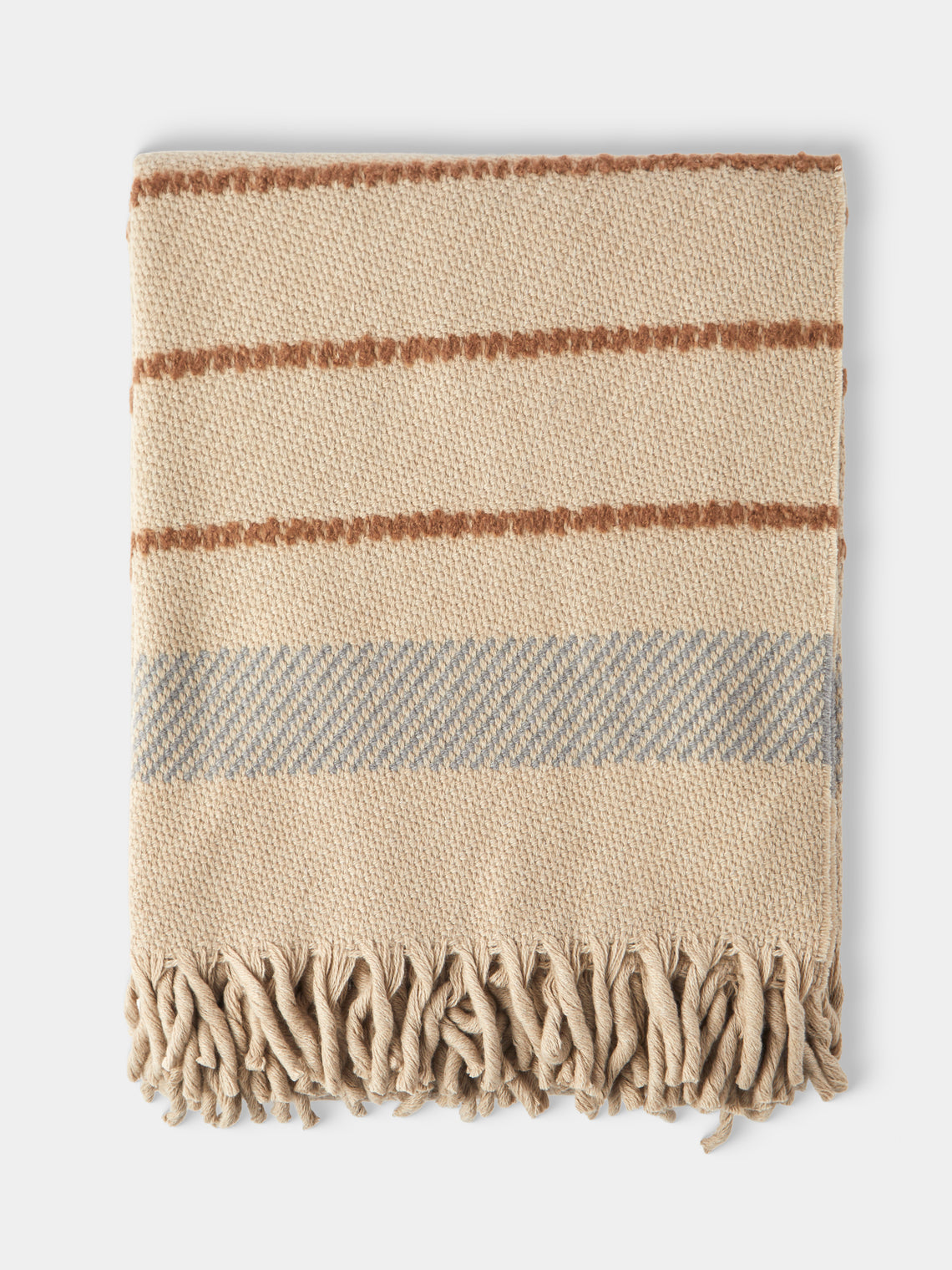 Alonpi - Gred Cashmere and Silk Throw (75in/1.9m) - Beige - ABASK