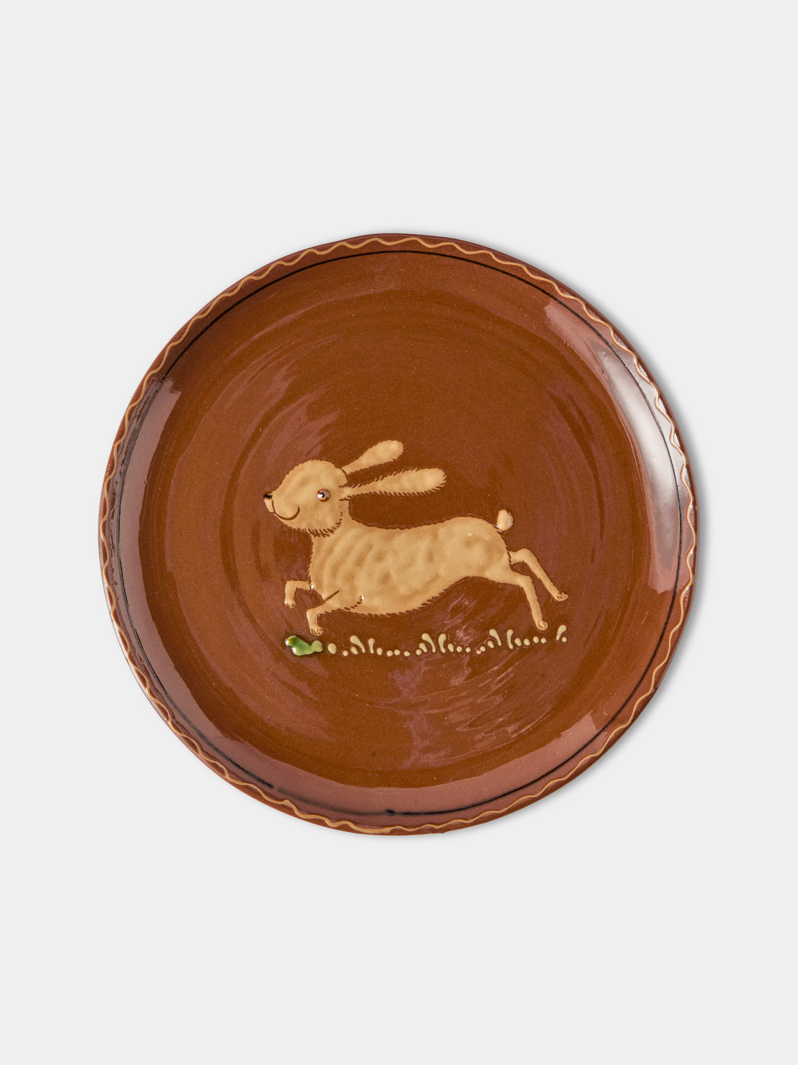 Poterie d’Évires - Animals Hand-Painted Ceramic Dinner Plates – 9.5in/24cm (Set of 4) - Light Brown - ABASK