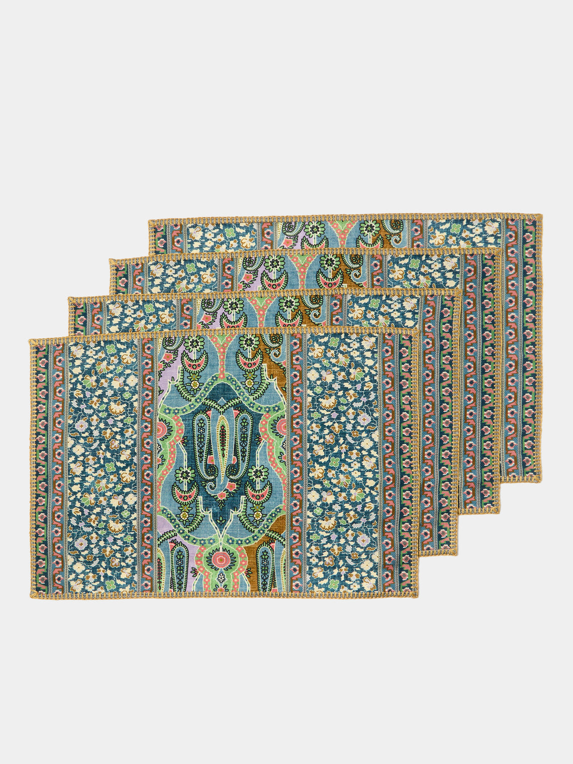 D'Ascoli - | Set of 4 | Nirvana Printed Linen Placemats - Multiple - ABASK