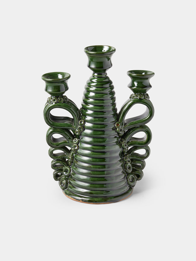Poterie de Cliousclat - Slipware Candelabra - Green - ABASK - 