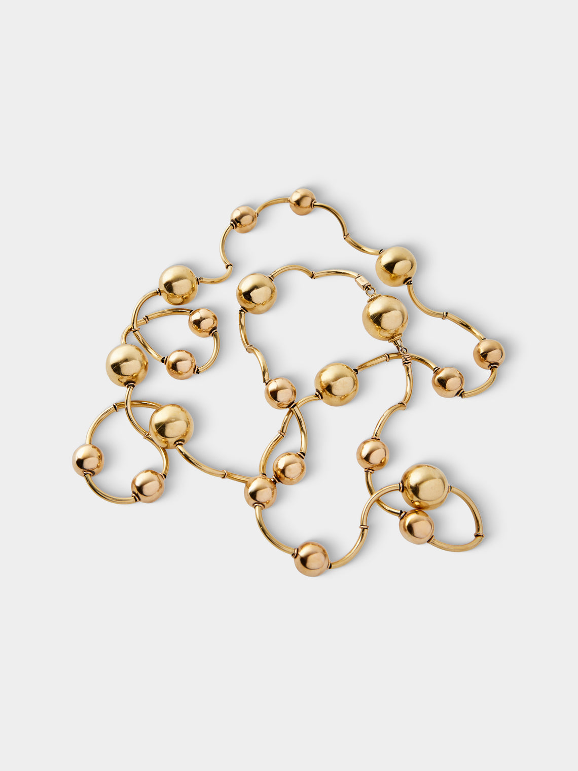 Mahnaz Collection - Vintage Manfredi 18-Karat Yellow Gold Long Ball and Twisted Tube Chain Necklace - Gold - ABASK