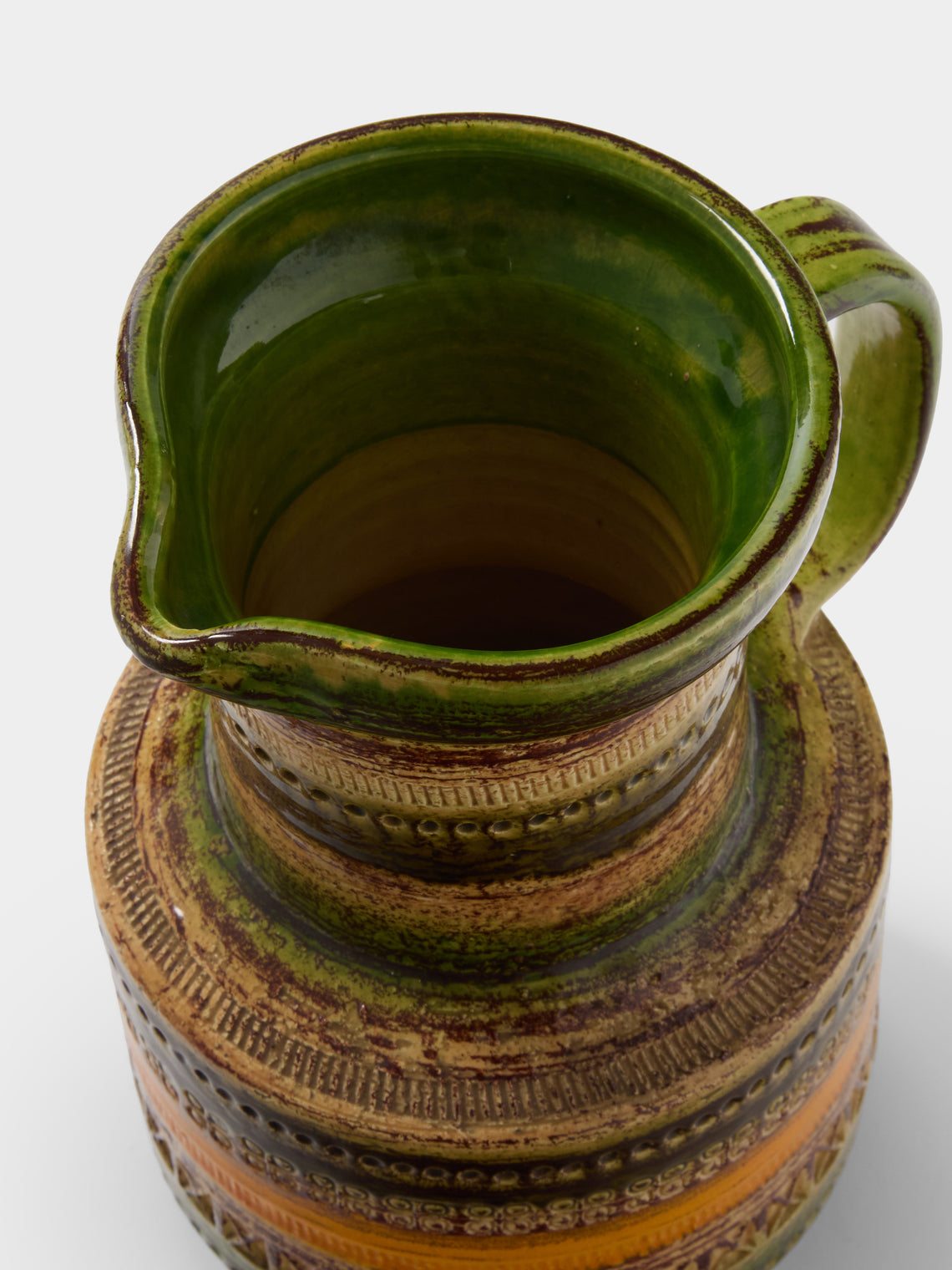 Antique and Vintage - 1960s Bitossi Sahara Ceramic Jug - Green - ABASK