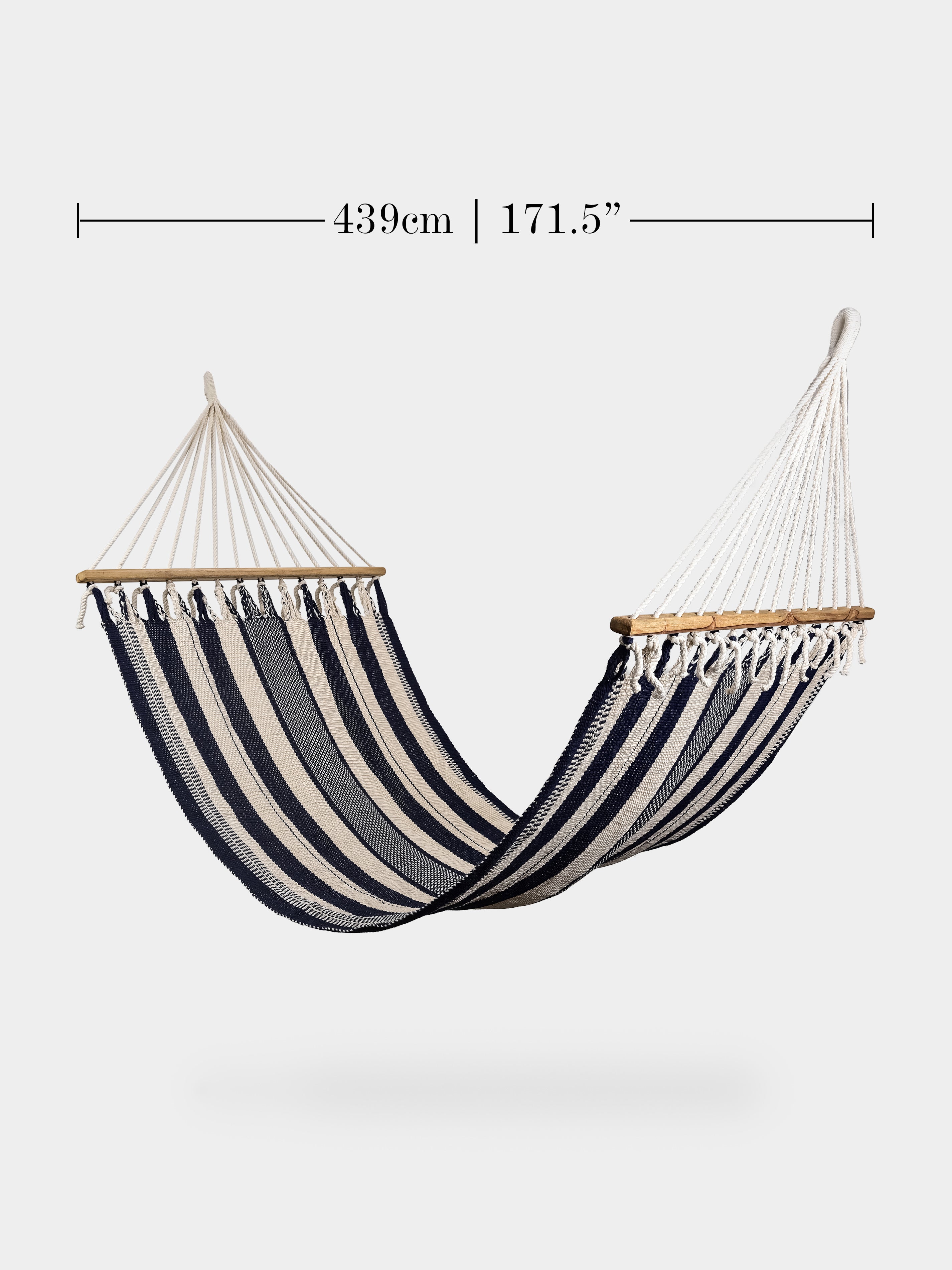 Blue Triple Weave Handwoven Cotton King Hammock by Nicaragua Artisans