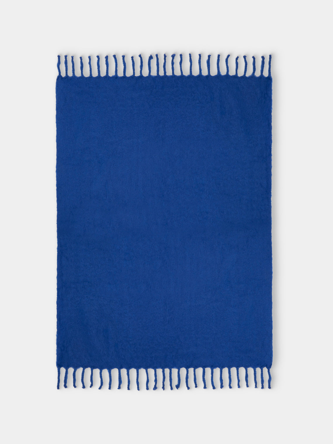 Lena Rewell - Handwoven Solid Mohair King-Size Blanket (118in/3m) - Navy - ABASK - 