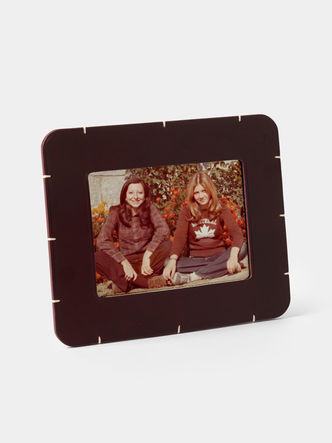 Otzi Studio - Billet Leather & Wood Photo Frame Landscape (7x5 inch Photo) - Burgundy - ABASK - 
