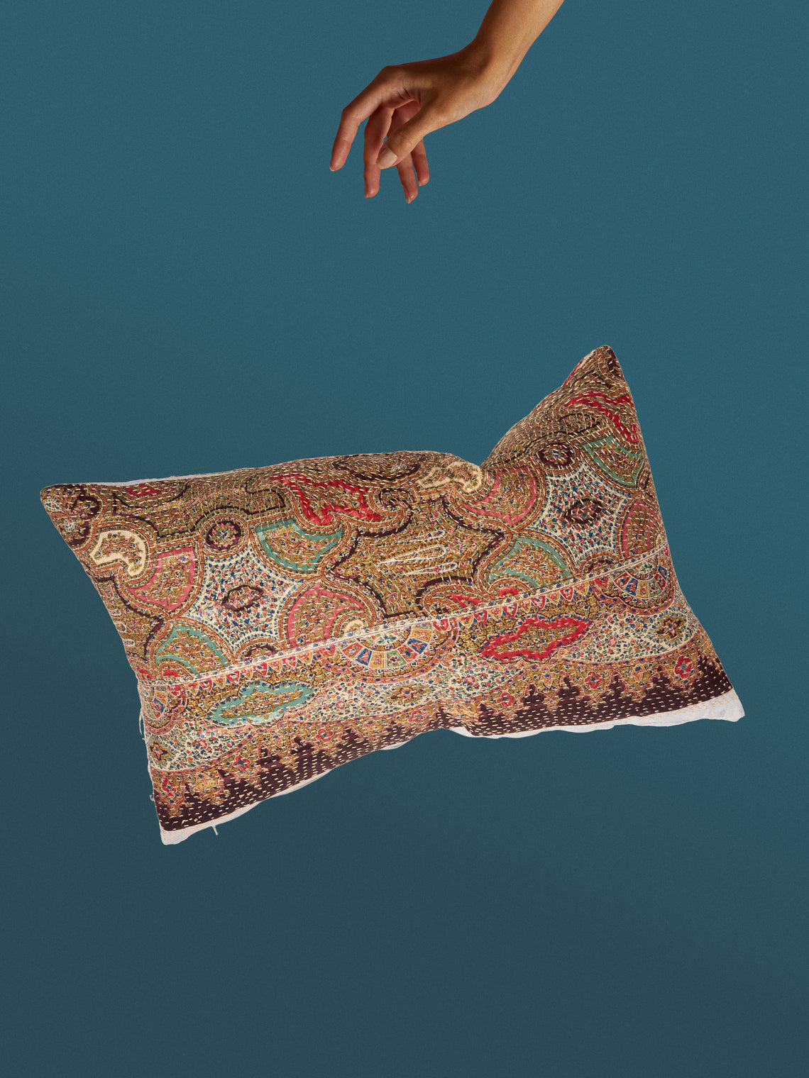 By Walid - 19th-Century French Napoleon III Paisley Wool Cushion (21.5in/55cm) - Multiple - ABASK