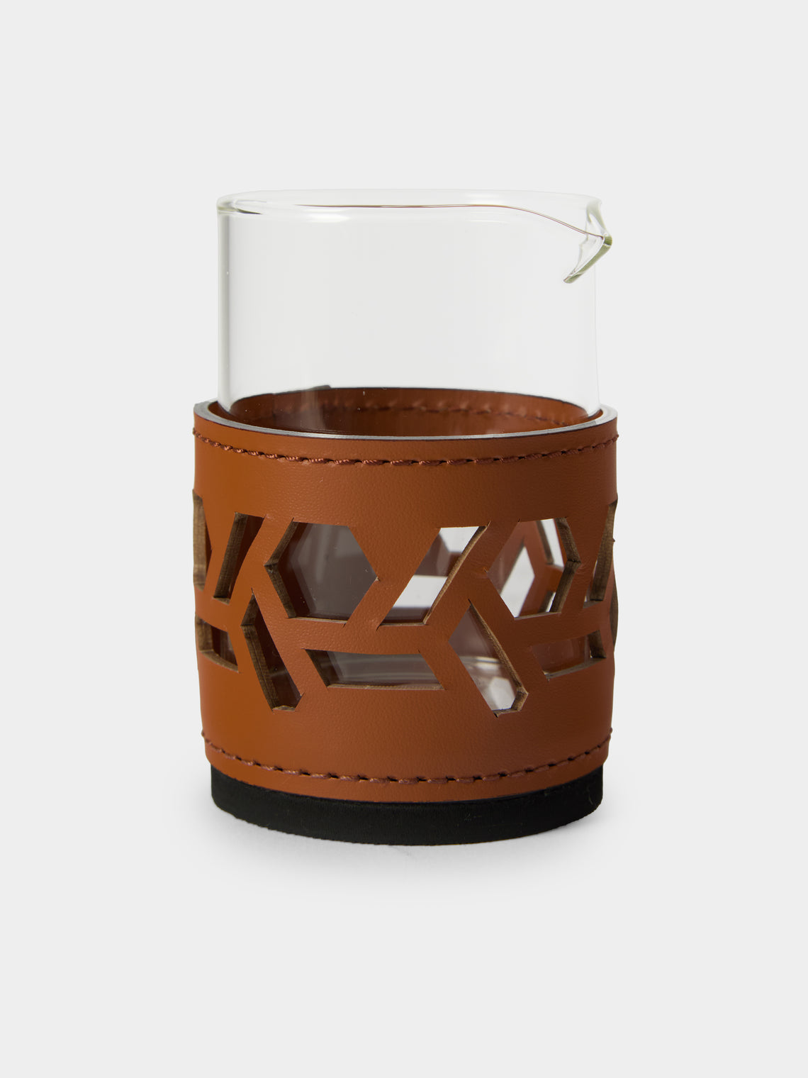 RUDI - Fiordaliso Glass and Leather Milk Jug - Brown - ABASK