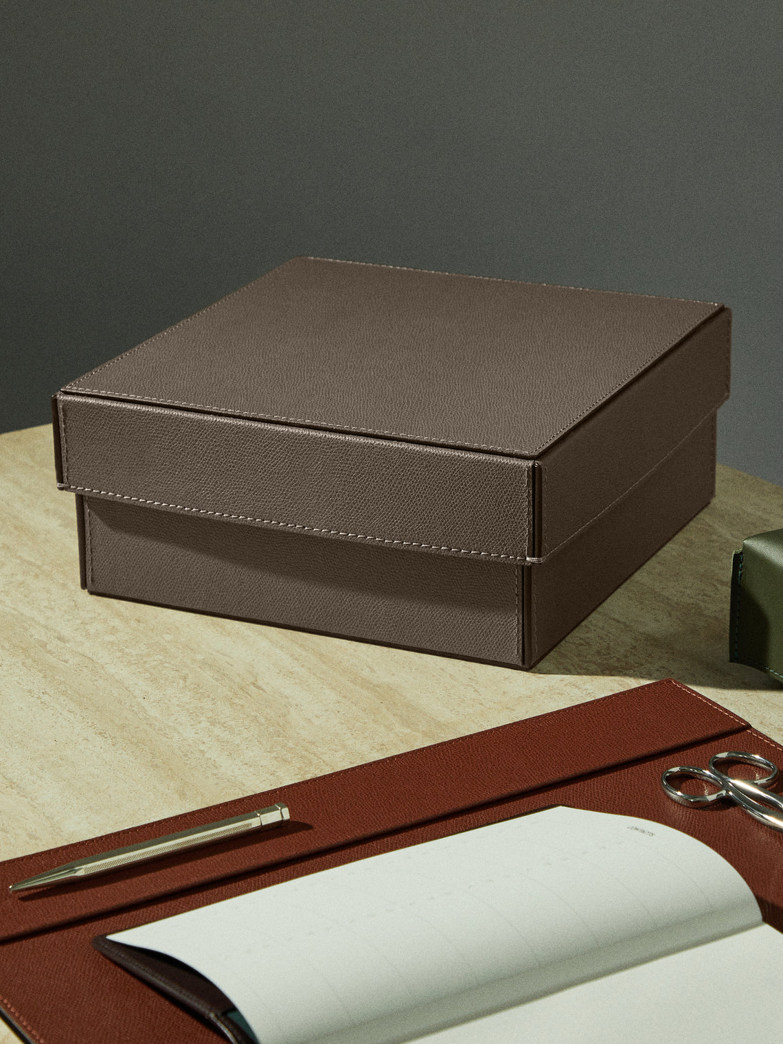 Giobagnara - Marea Leather Large Lidded Box - Brown - ABASK