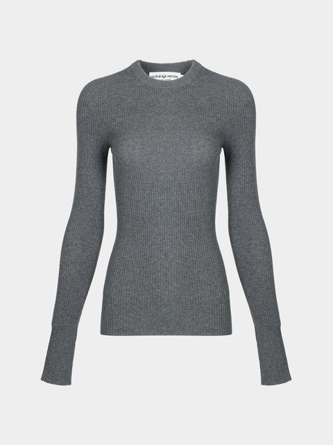 Arch4 - Celeste Baby Goat Cashmere Long-Sleeved Top | Size: S - Gray - ABASK - 