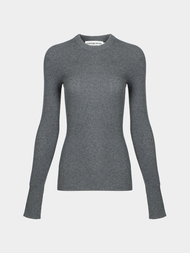Arch4 - Celeste Baby Goat Cashmere Long-Sleeved Top | Size: S - Gray - ABASK - 