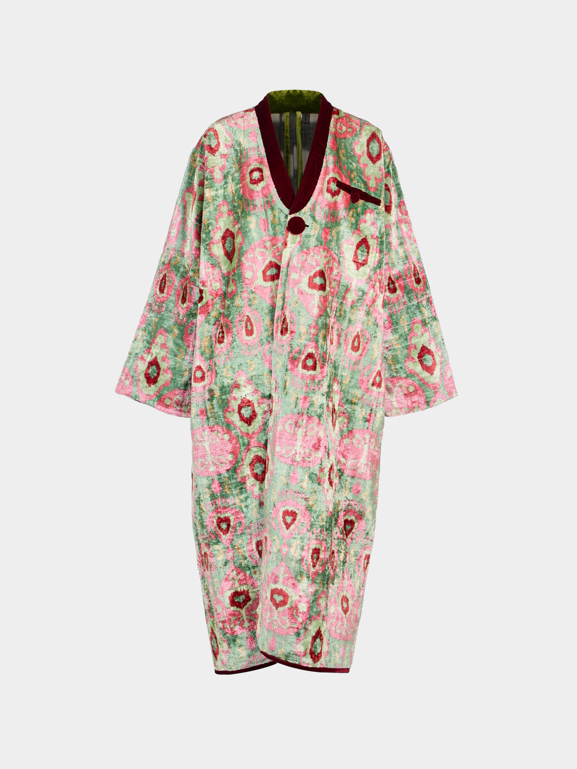 Nazzy Beglari - Hand-Loomed Ikat Velvet Reversible Robe | One Size - Multiple - ABASK