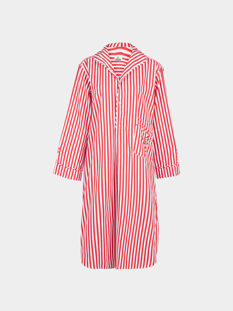 Sebline - Frogging Hand-Embroidered Cotton Pyjama Shirt Dress -  - ABASK - 