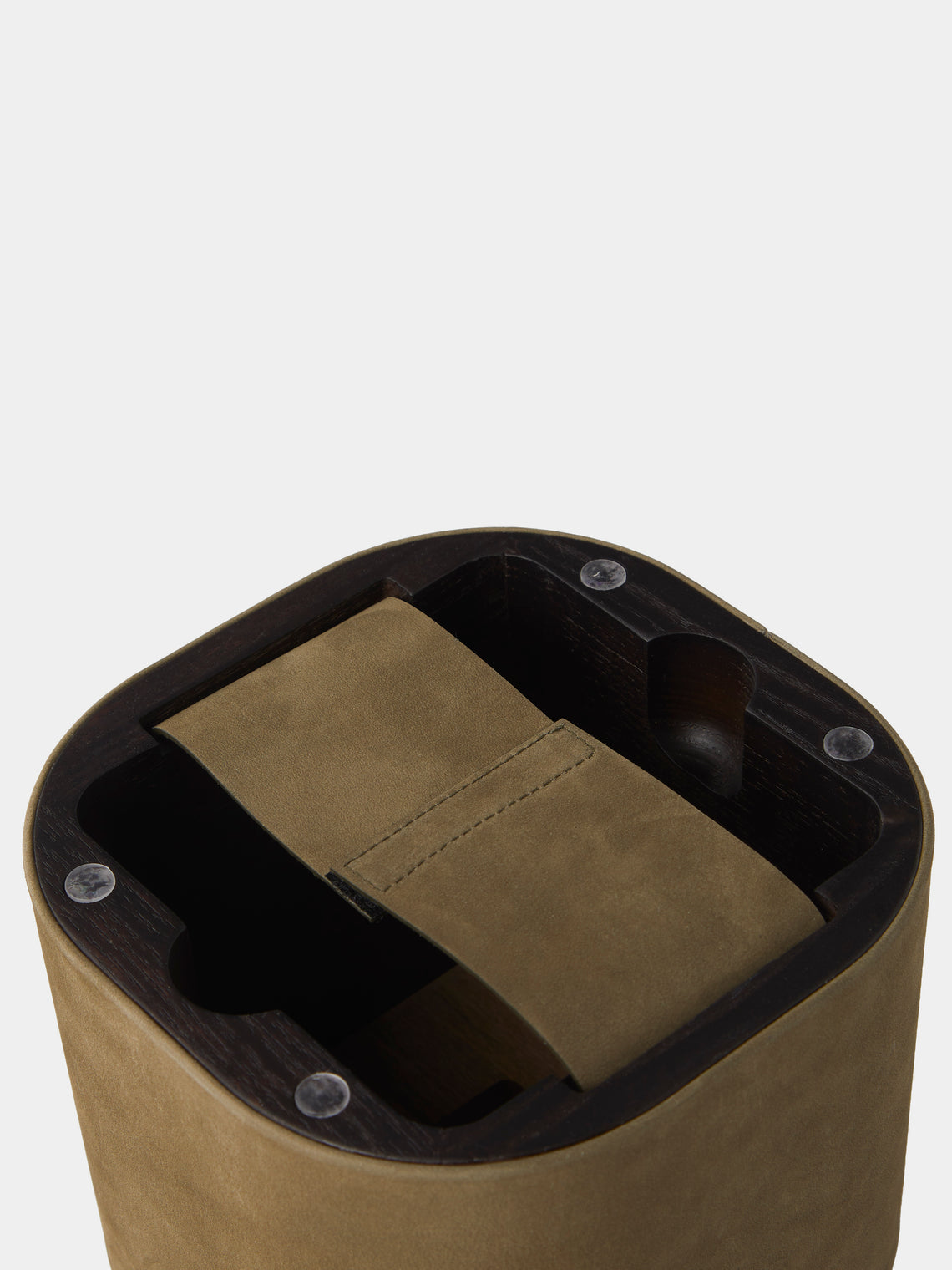 Riviere - Dama Walnut and Suede Tissue Box - Green - ABASK