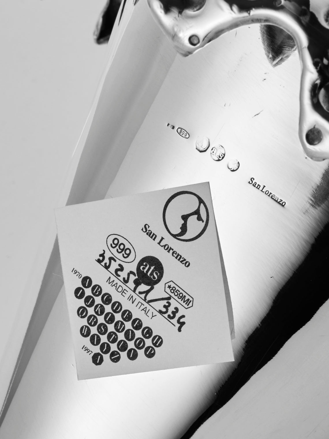 San Lorenzo - 1997 Afra and Tobia Scarpa Pure Silver and Glass Vase (8in/20.5cm) - Silver - ABASK