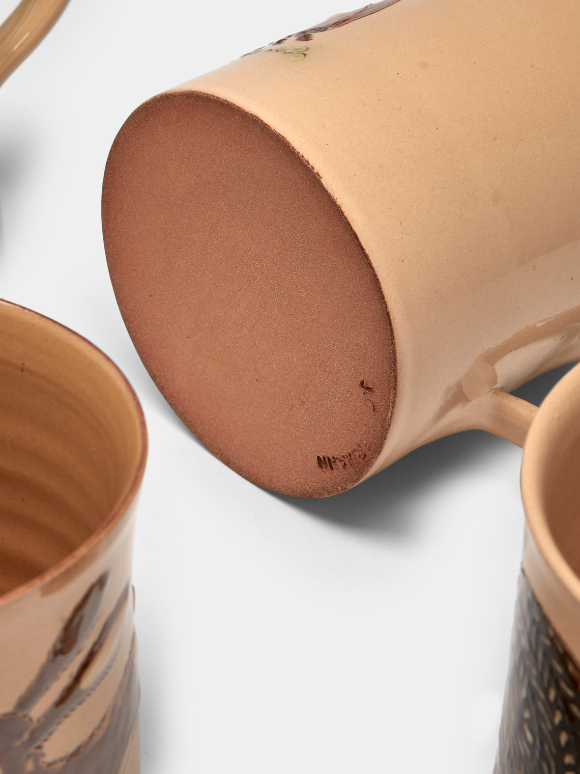 Poterie d’Évires - Animals Hand-Painted Ceramic Mugs (Set of 4) - Cream - ABASK