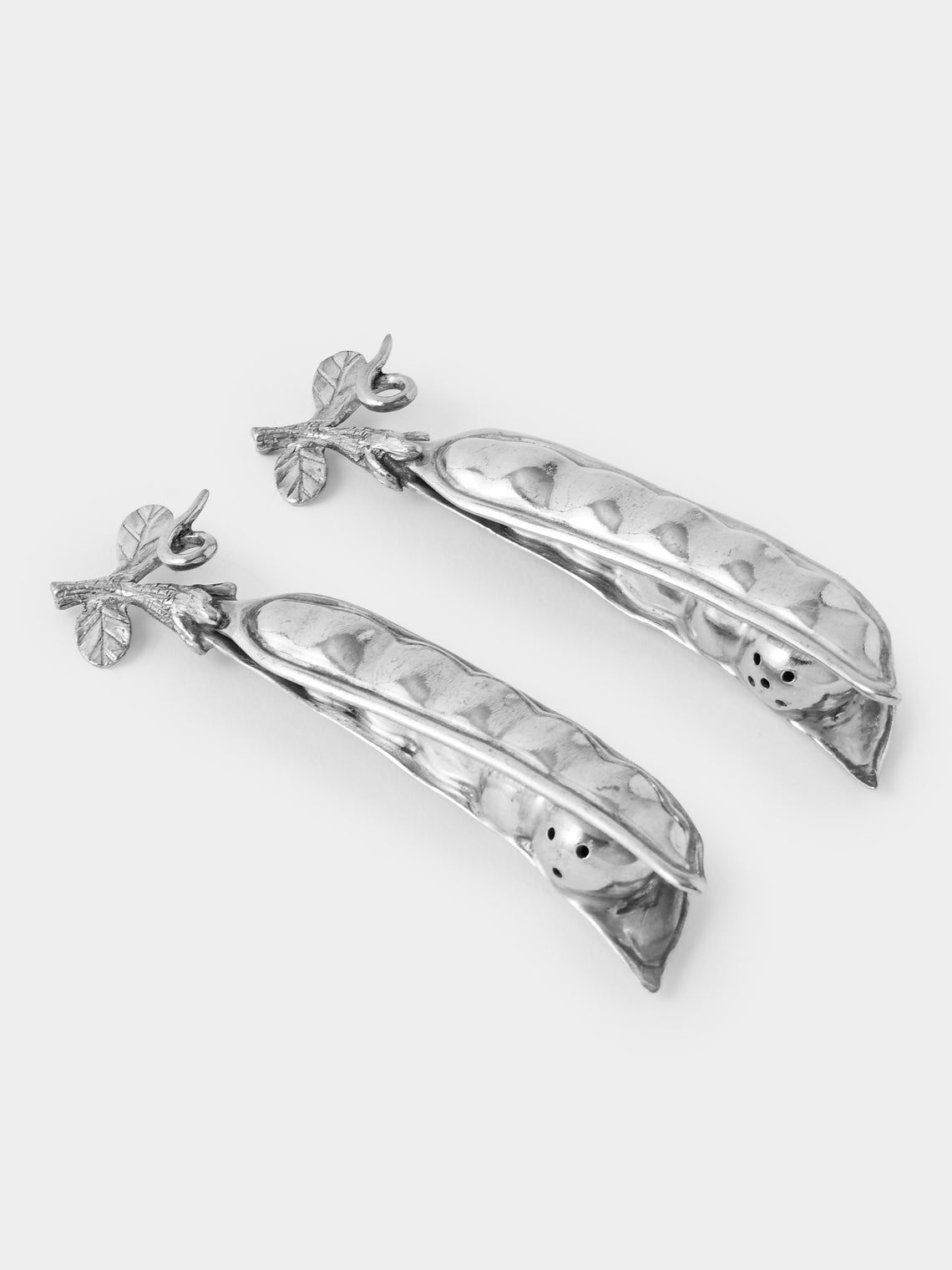 Au Bain Marie - | Set of 2 | Pea Pod Pewter Salt and Pepper Shakers - Silver - ABASK - 