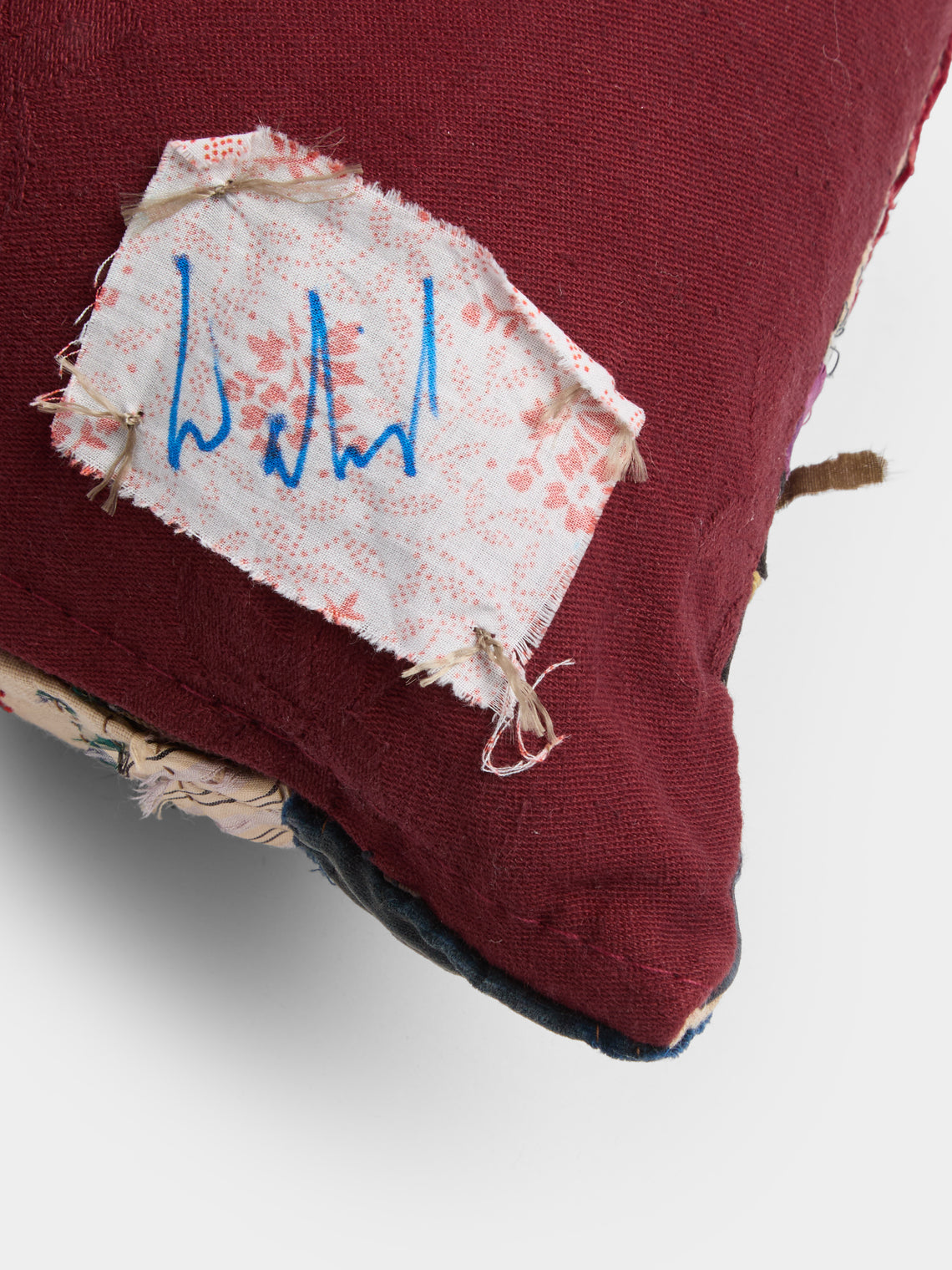 By Walid - 19th-Century Log Cabin Patchwork Damask Cushion (19.5in/50cm) - Multiple - ABASK