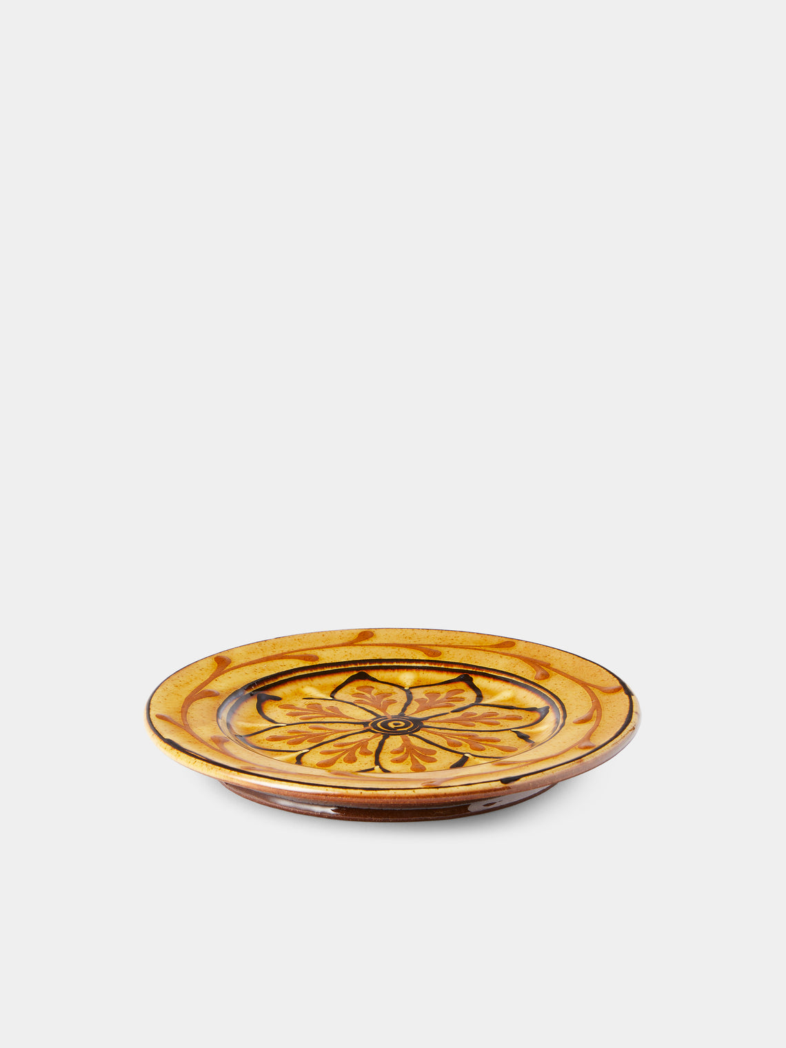 Fitch & McAndrew - Dahlias Slipware Salad / Dessert Plate (7.3in/18.5cm) - Yellow - ABASK