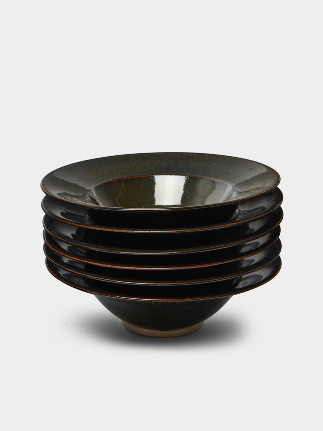 Mervyn Gers Ceramics - Large Ceramic Bowls (Set of 6) - Black - ABASK