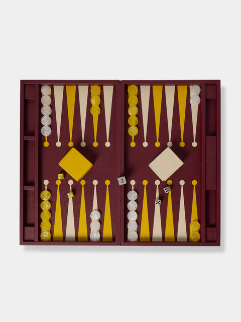 Belotier - Leather Large Backgammon Set - Burgundy - ABASK - 