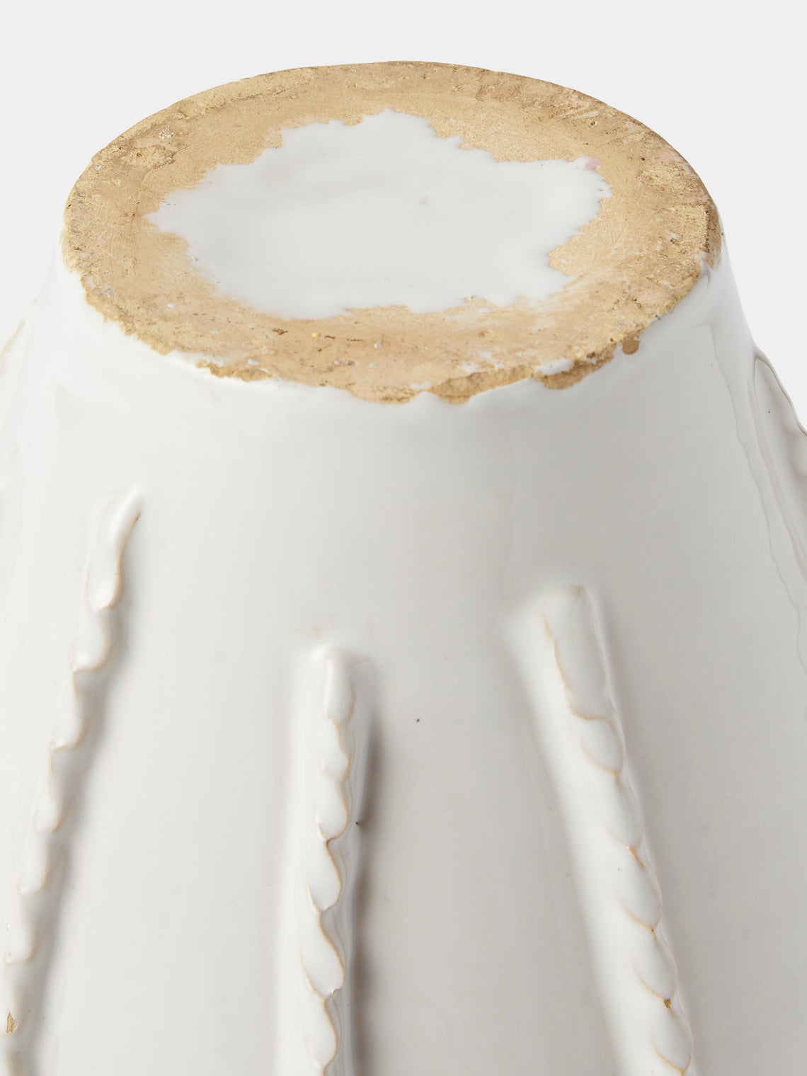 Antique and Vintage - 1920s Émile Tessier Ceramic Swirl Vase (9.5in/24cm) - White - ABASK