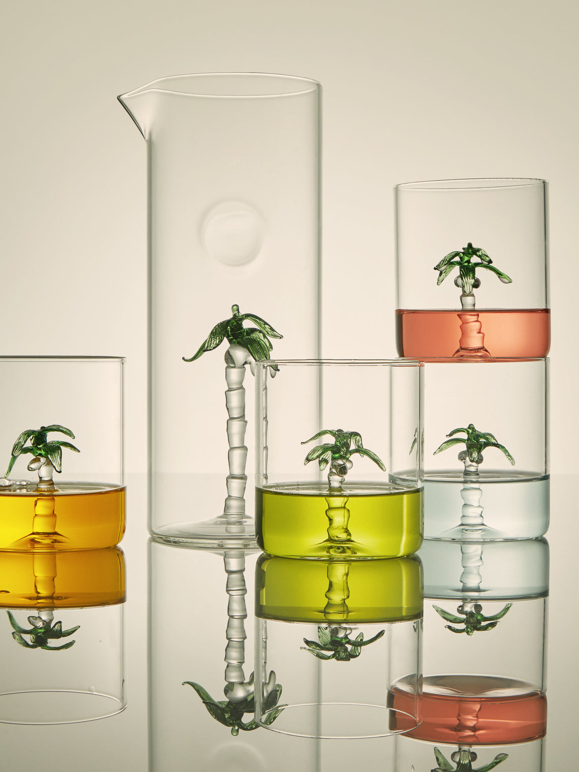 Casarialto - Palm Tree Hand-Blown Murano Glass Tumblers (Set of 4) -  - ABASK