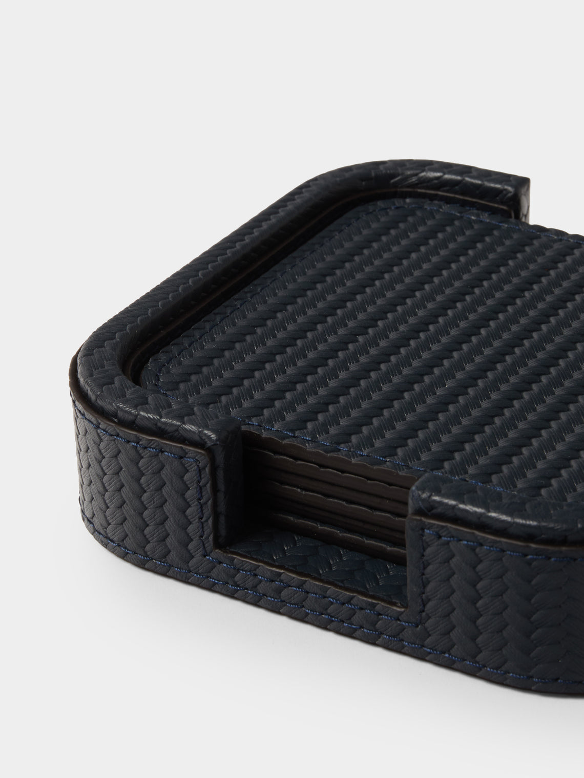 Pinetti - Leather Square Coasters (Set of 6) - Navy - ABASK