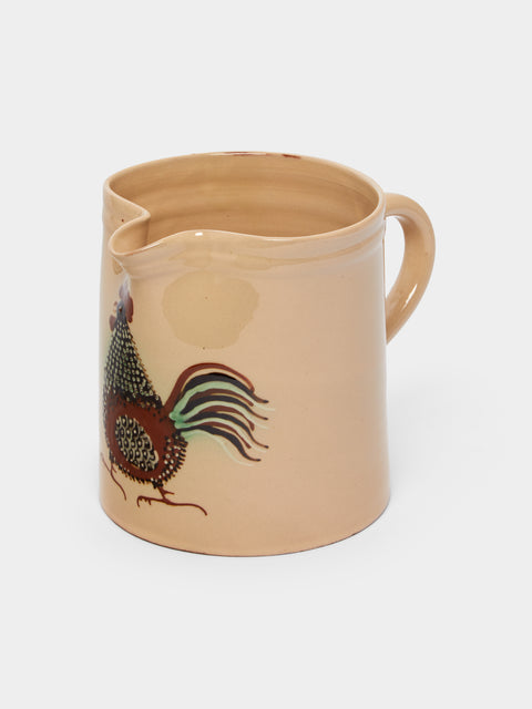 Poterie d’Évires - Chickens Hand-Painted Ceramic Straight-Edge Jug -  - ABASK - 