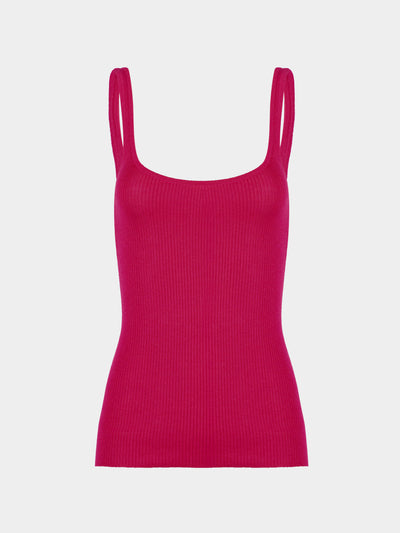 Ryan Roche - Cashmere Featherweight Ribbed Tank Top | Size: S - Pink - ABASK - 
