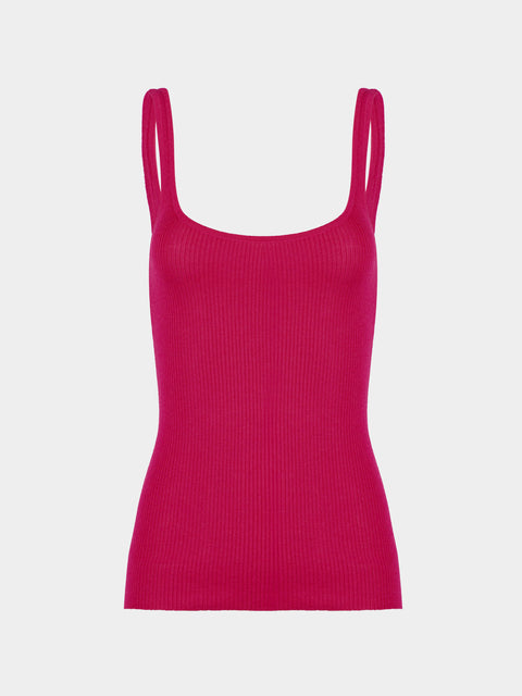 Ryan Roche - Cashmere Featherweight Ribbed Tank Top | Size: S - Pink - ABASK - 
