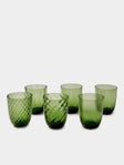 NasonMoretti - Ida Glass Water Tumblers (Set of 6) - Green - ABASK - 