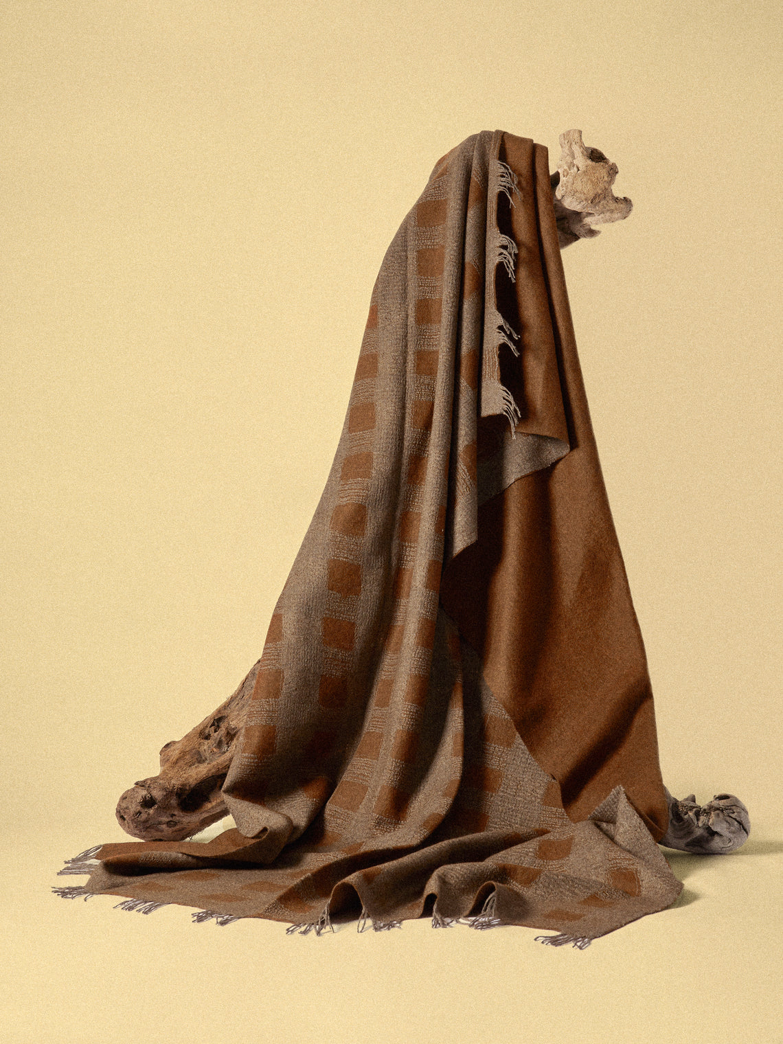 Norlha - Overfelt Husk Yak and Silk Throw (79in/2m) - Brown - ABASK