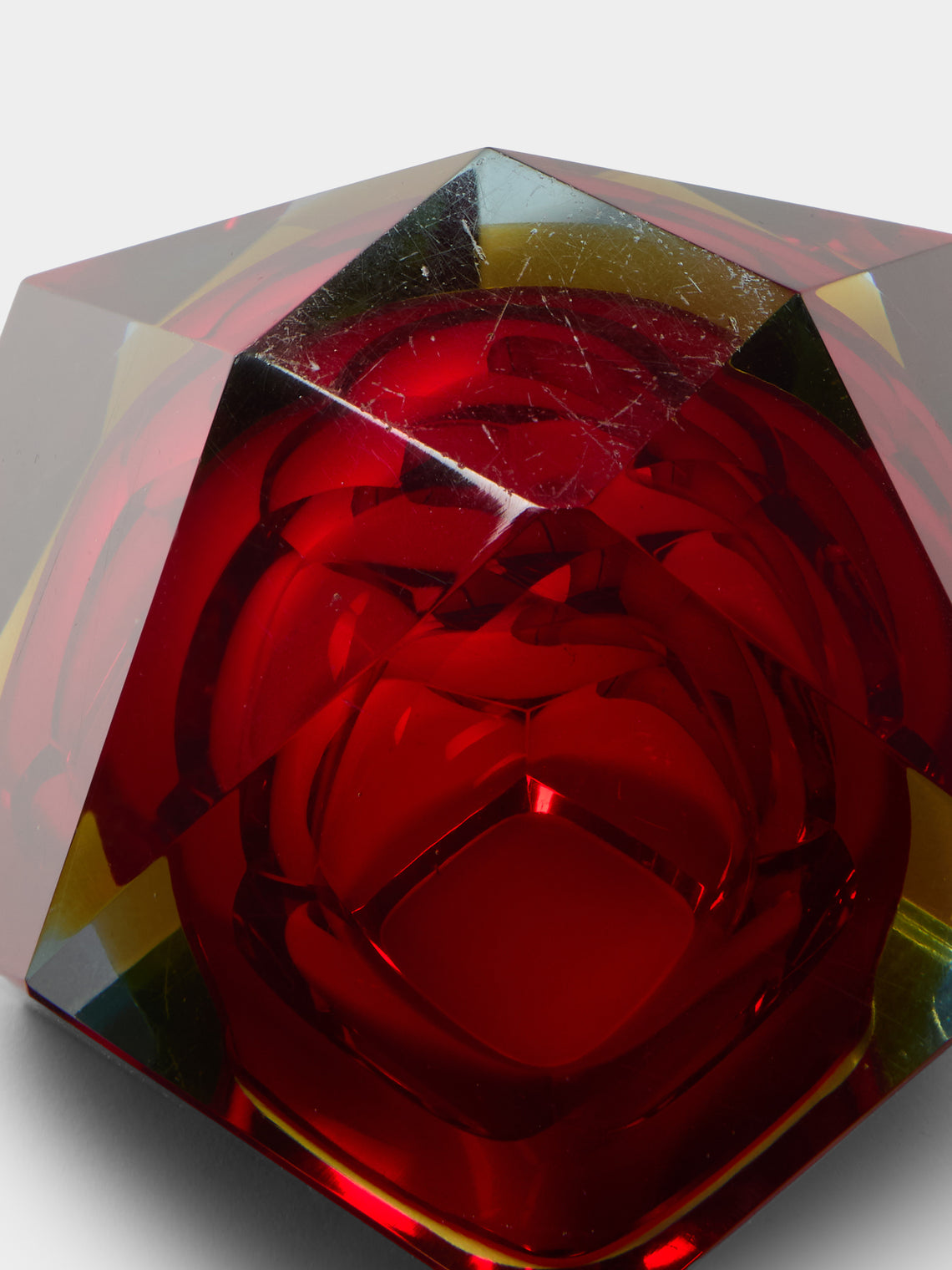 Antique and Vintage - 1950s Flavio Poli Murano Glass Ashtray - Red - ABASK