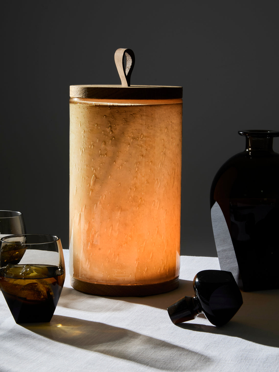 Wannes Antwerp - Antoine Hanoi Hand-Blown Glass and Oak Portable Lamp - Cream - ABASK