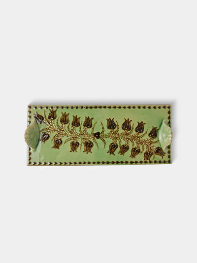 Poterie d’Évires - Flowers Hand-Painted Ceramic Cheese Platter - Green - ABASK - 