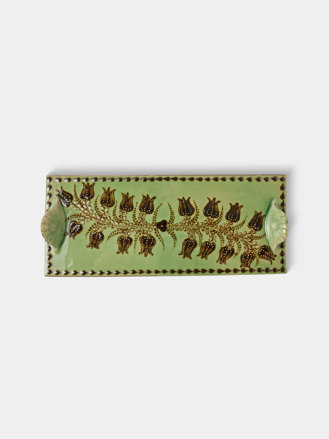 Poterie d’Évires - Flowers Hand-Painted Ceramic Cheese Platter - Green - ABASK - 