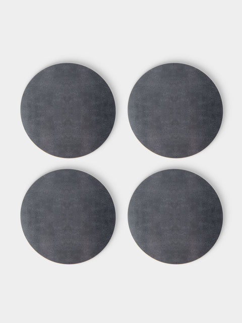 HestiaLiving - | Set of 4 | Prestige Faux Shagreen Placemats - Gray - ABASK - 