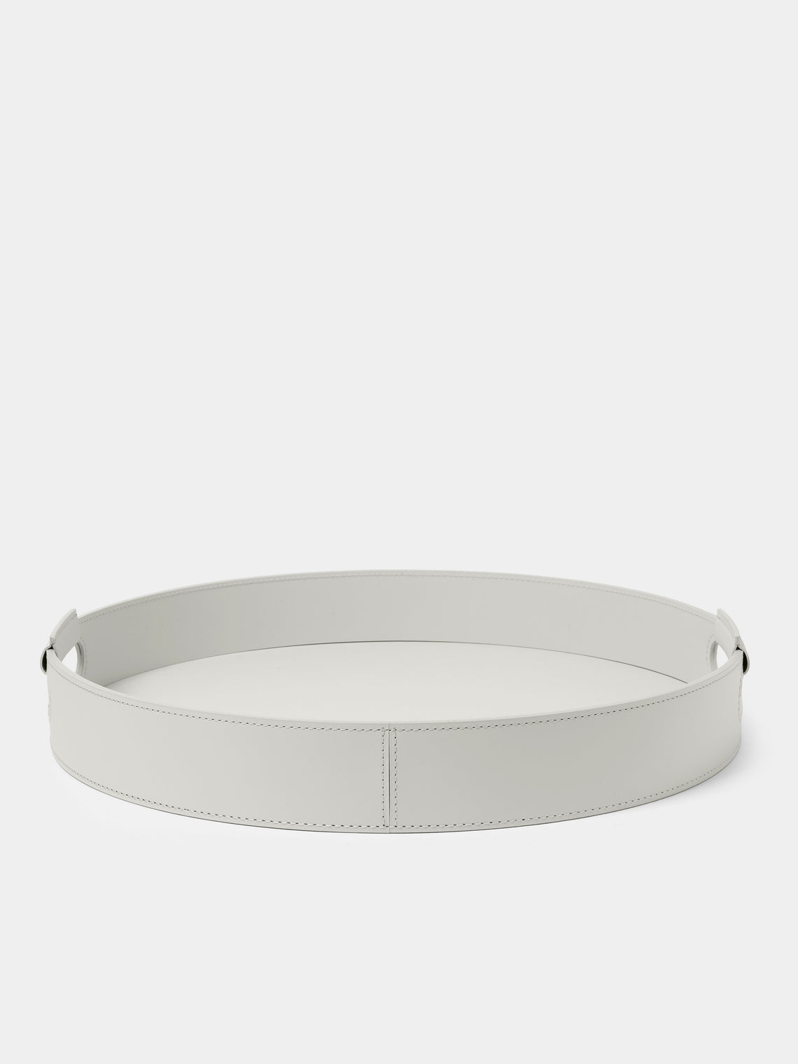 RUDI - Ginepro Leather Round Tray (16.5in/42.5cm) - White - ABASK